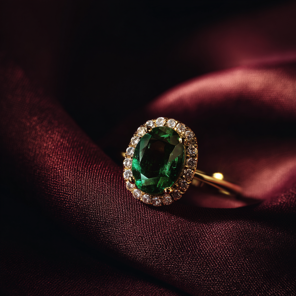 Natural gemstone jewelry on organic stone surface